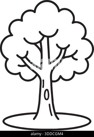 Tree Line Drawing Illustration Stock Vector