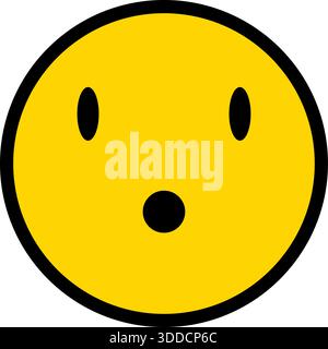 Yellow circular face with a black stroke, displaying a shocked and astonished look. Stock Vector