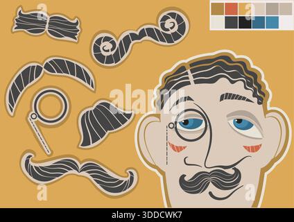 Mustaches vector collection Retro mustaches illustration for design Stock Vector