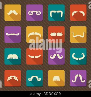 Mustaches vector collection Retro mustaches illustration for design Stock Vector