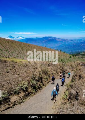 Hikers going up the Acatenango, Sacatepequez Department, Guatemala Stock Photo