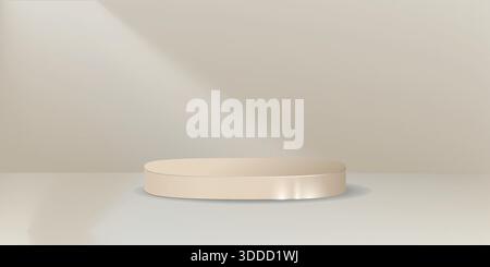 Product display podium with light effect 3d realistic design vector illustration, minimalist mockup, abstract luxury product display presentation Stock Vector
