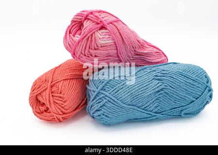 Balls of yarn on a white background. Stock Photo