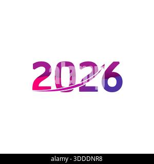 Abstract Split 2026 Typography, Modern Vector Number Art Stock Vector