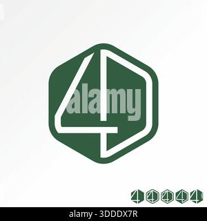 Letter 4D font line connected art futuristic branding tech hexagon monogram logo design graphic concept creative premium vector stock image top sell Stock Vector