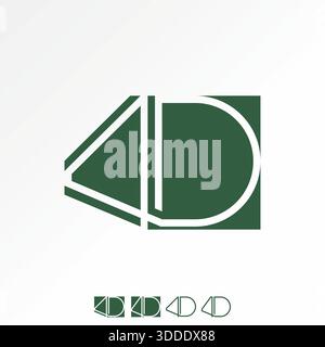 Letter 4D font line connected art futuristic branding to perspective monogram logo design graphic concept creative premium vector stock image top sell Stock Vector