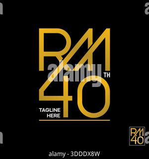 Letter RM 40 font line connected anniversary sport brand typography stylish logo design graphic concept creative premium vector stock image top sell Stock Vector
