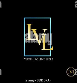 Initial LVL serif font line square swoosh accent style element icon ornament logo design graphic concept creative premium vector stock image top sell Stock Vector