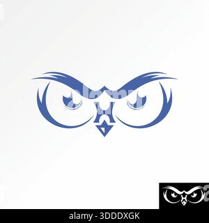 Simple owl face eyebrows line art initial H font nose animal night education logo design graphic concept creative premium vector stock image top sell Stock Vector