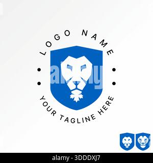 Lion head face and maple shield guard badge animal game tech wild king canada logo design graphic concept creative premium vector stock image top sell Stock Vector