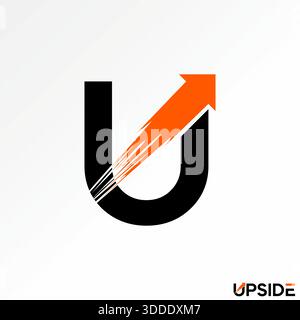 Initial U font with upside arrow fast speed scratches boost motion next right logo design graphic concept creative premium vector stock image top sell Stock Vector