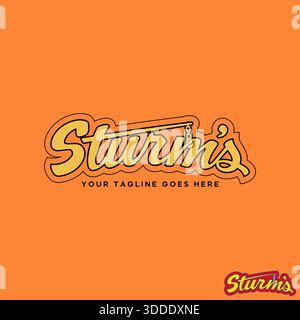 Letter Strums serif font with crane pulley hook hanging engineering machine logo design graphic concept creative premium vector stock image top sell Stock Vector