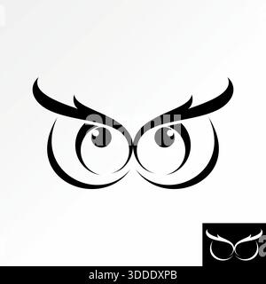 Simple owl eyes and eyebrows line art animal night education smart of mascot logo design graphic concept creative premium vector stock image top sell Stock Vector