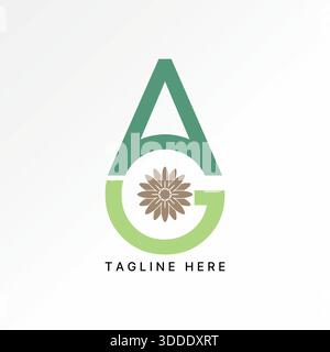 Letter AG font connect with sunflower fashion decoration garden blossom plant logo design graphic concept creative premium vector stock image top sell Stock Vector