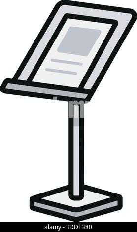 A freestanding information kiosk with angled display panel and pedestal base. Stock Vector