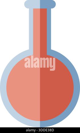 A laboratory round bottom flask with long neck used for heating and reactions. Stock Vector
