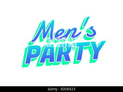 Stylized text graphic featuring the words Mens PARTY in vibrant colors. Stock Vector