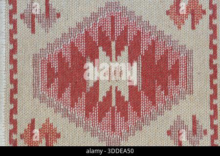 Authentic Anatolian Kilim Rug with Traditional Geometric Tribal Patterns and Vibrant Colors. Traditional woven Kilim Rug Geometric Pattern Stock Photo