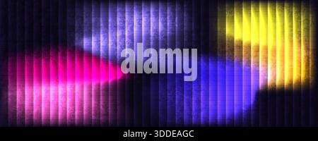 Ripple Glass Gradient Background in Pink, Purple and Yellow with Vertical Ribbed Texture. Futuristic Iridescent Background Stock Vector