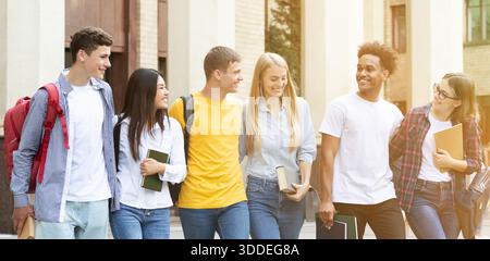 Campus life rhythm. Students going to classes Stock Photo