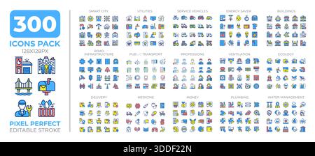 Smart city colorful icons set collection Stock Vector