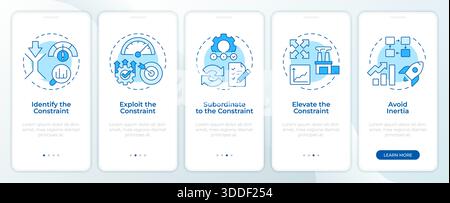 Production constraints blue onboarding mobile app screen Stock Vector