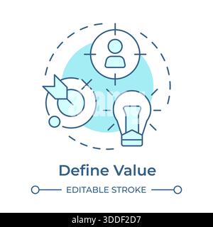 Define value soft blue concept icon Stock Vector