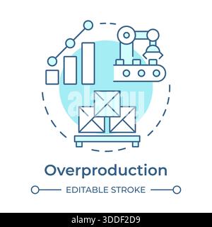 Overproduction soft blue concept icon Stock Vector