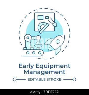 Early equipment management soft blue concept icon Stock Vector