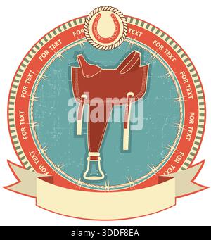 Cowboy symbols vector hand drawn illustration for design. Western boots and cowboy hat Stock Vector