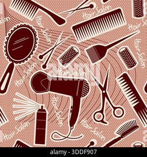 hairdressing equipment seamless pattern.Vector background for design Stock Vector
