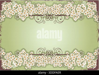 Vintage floral frame vector hand drawn illustration with flowers and floral abstract decor for text or design Stock Vector