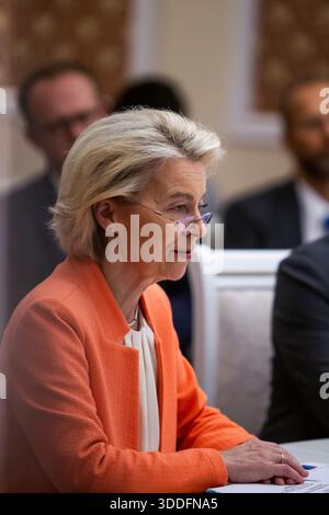 Chisinau, Moldova - July 4, 2025: Moldova-EU Summit. European Commission President Ursula von der Leyen after the summit. Stock Photo