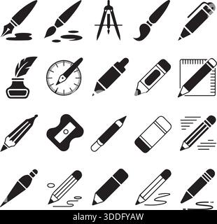 Business interface icon set silhouette vector symbols for web app ui design pack Stock Vector