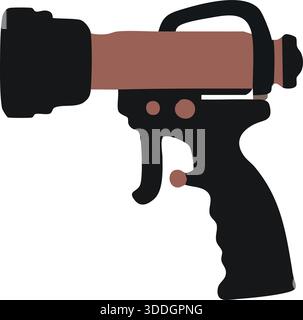 A side view of an electric heat gun with a front nozzle and trigger handle in contrasting colors. Stock Vector