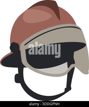 A modern firefighter helmet in brown with integrated visor and goggles for full face protection. Stock Vector