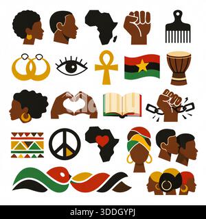 Black History Month modern flat vector illustration celebrating African culture and heritage Stock Photo