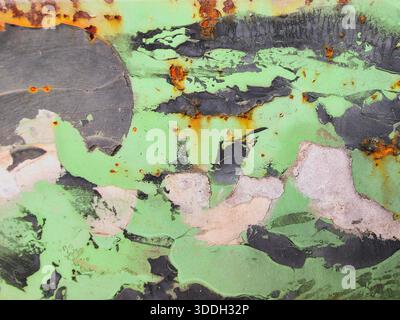 Close-Up of Weathered Green Paint on Metal Stock Photo