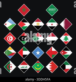 Arab World Flags Collection, Set of All Country Flags of Middle East ...