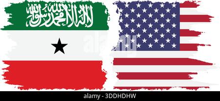United States and Somaliland grunge flags connection, vector Stock Vector