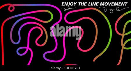 Abstract flowing lines, energetic and modern, bright gradient neon, smooth digital pattern for creative backgrounds and graphic design. Stock Vector