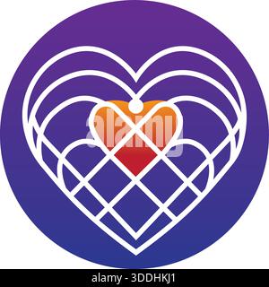 Heart Pattern Love Care Logo Design Charity Vector Template Icon Stock Vector