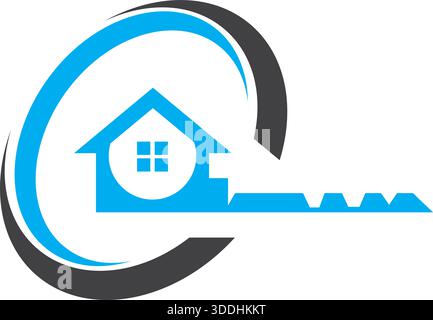 Key Home Real Estate Logo Design Property Security Vector Template Icon Stock Vector