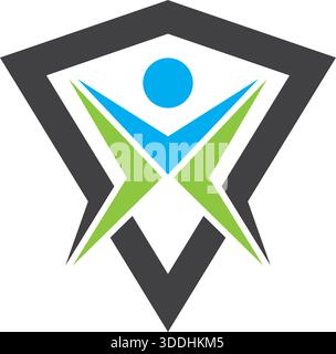 Human Abstract Success Achievement Logo Design Fitness Vector Template Icon Stock Vector