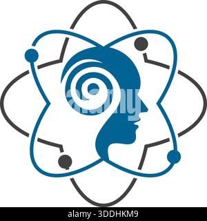 Human Head Brain Mind Logo Design Intelligence Vector Template Icon Stock Vector