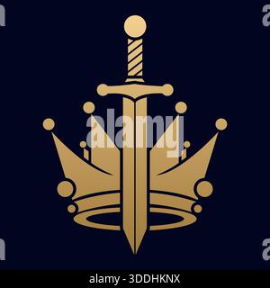 Sword Crown Royalty Power Logo Design Luxury Vector Template Icon Stock Vector