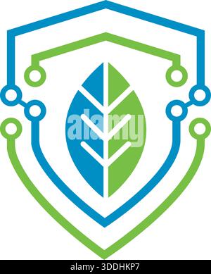 Shield Leaf Protection Eco Green Logo Design Safety Vector Template Icon Stock Vector