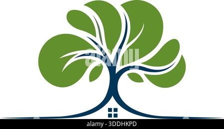 Tree Growth Nature Home Logo Design Eco Green Vector Template Icon Stock Vector