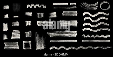 Halftone vector marker brush graphic design elements, Grainy texture effect lines, stripes, scribbles for collages, posters Stock Vector