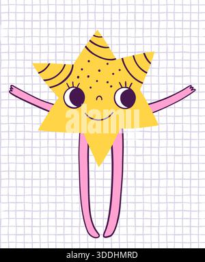 Cute hand drawn vector star character for kids and baby designs, fun shape for educational resources and games for small children Stock Vector